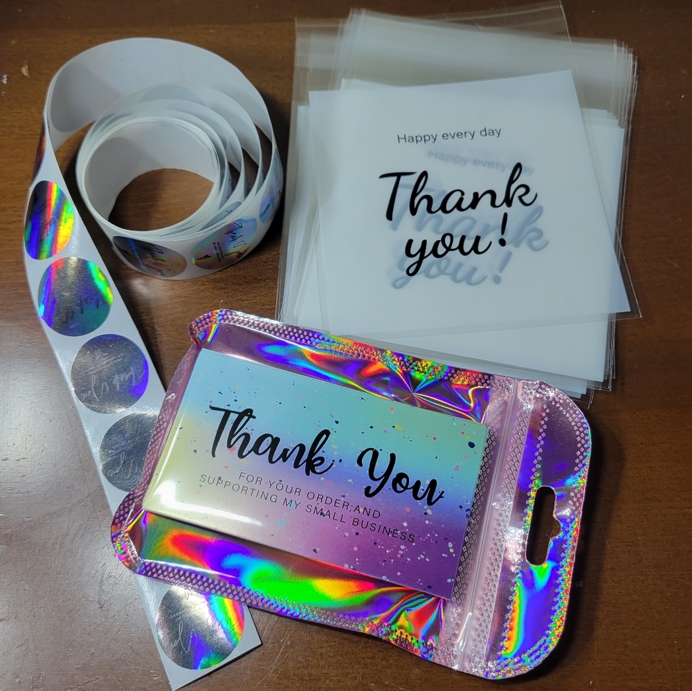 Thank You Cards STARTER SET, includes cards, sticker and gift baggies bundle lot